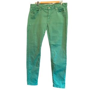 7 Seven for all Mankind Gwenevere Green Jeans Sz 32 Mid Rise 30" Inseam Straight